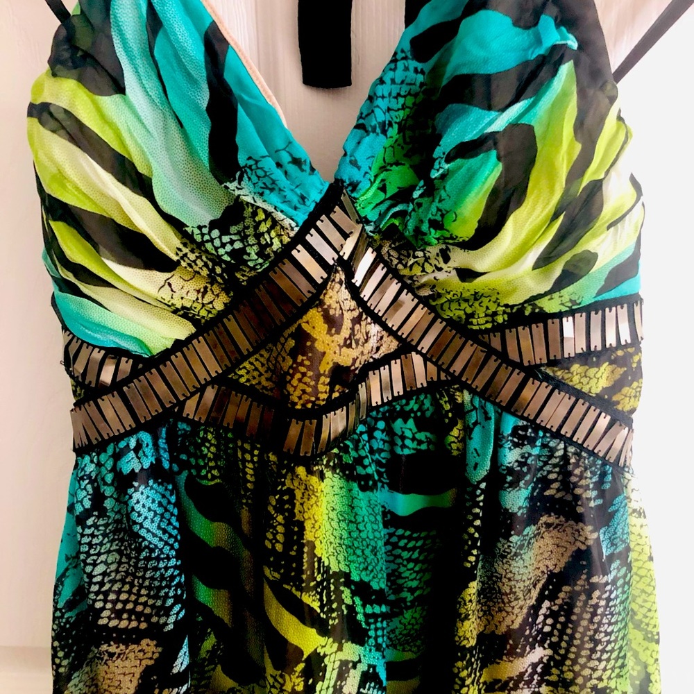 2B Bebe women’s neon animal print dress